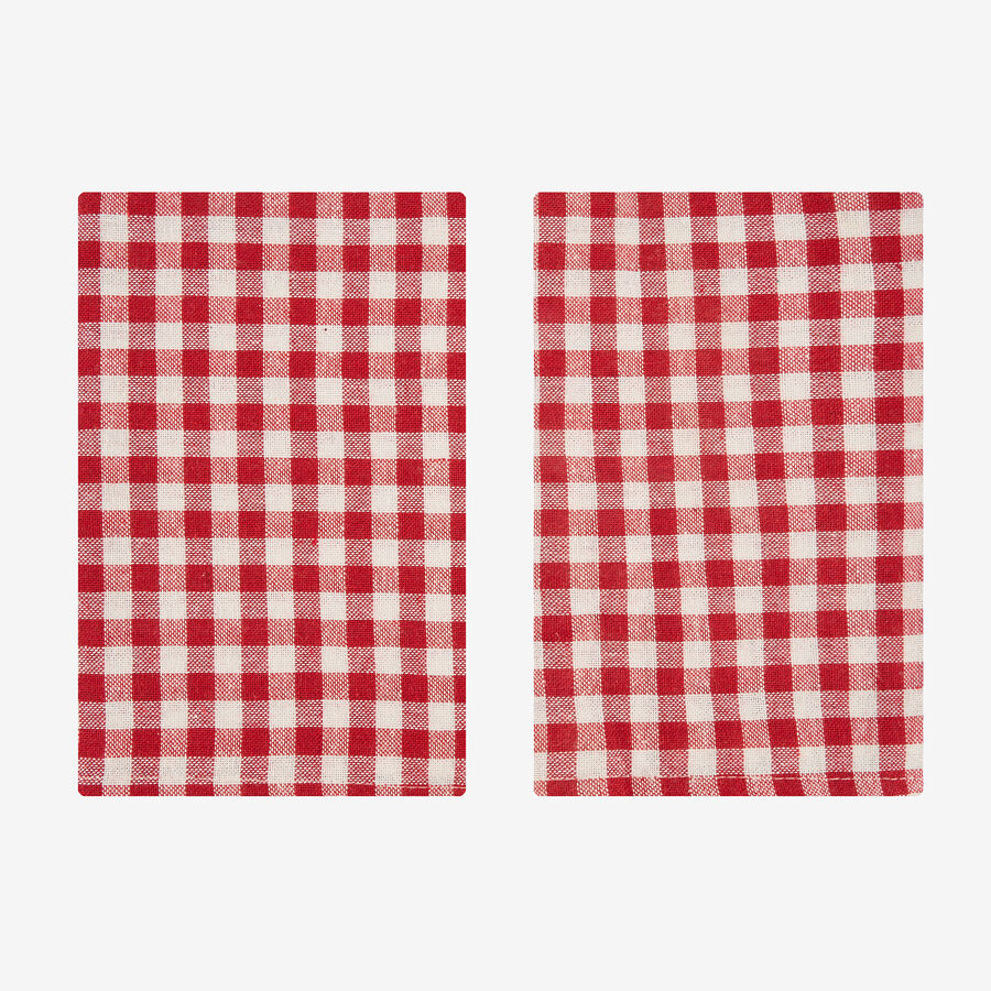 Set de 2 servilletas de algodón rojo Vichy 43x43cm