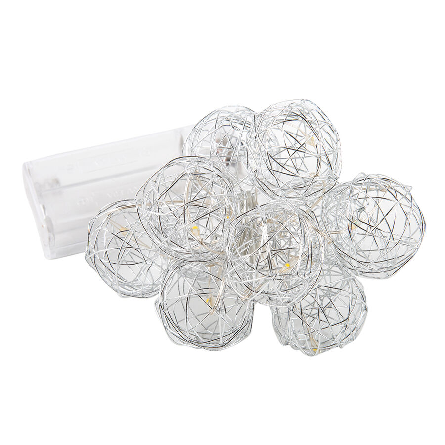 Guirnalda de bolas plateadas con luz LED