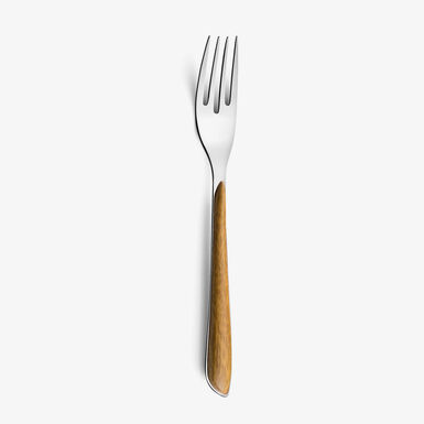 Tenedor de mesa de acero in&oacute;xidable efecto madera Savia