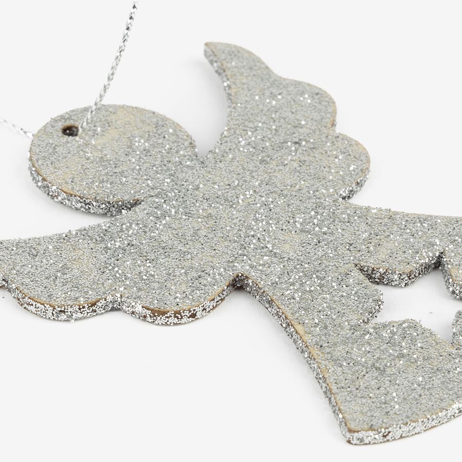 Adorno colgante de madera &Aacute;ngel plateado 8cm