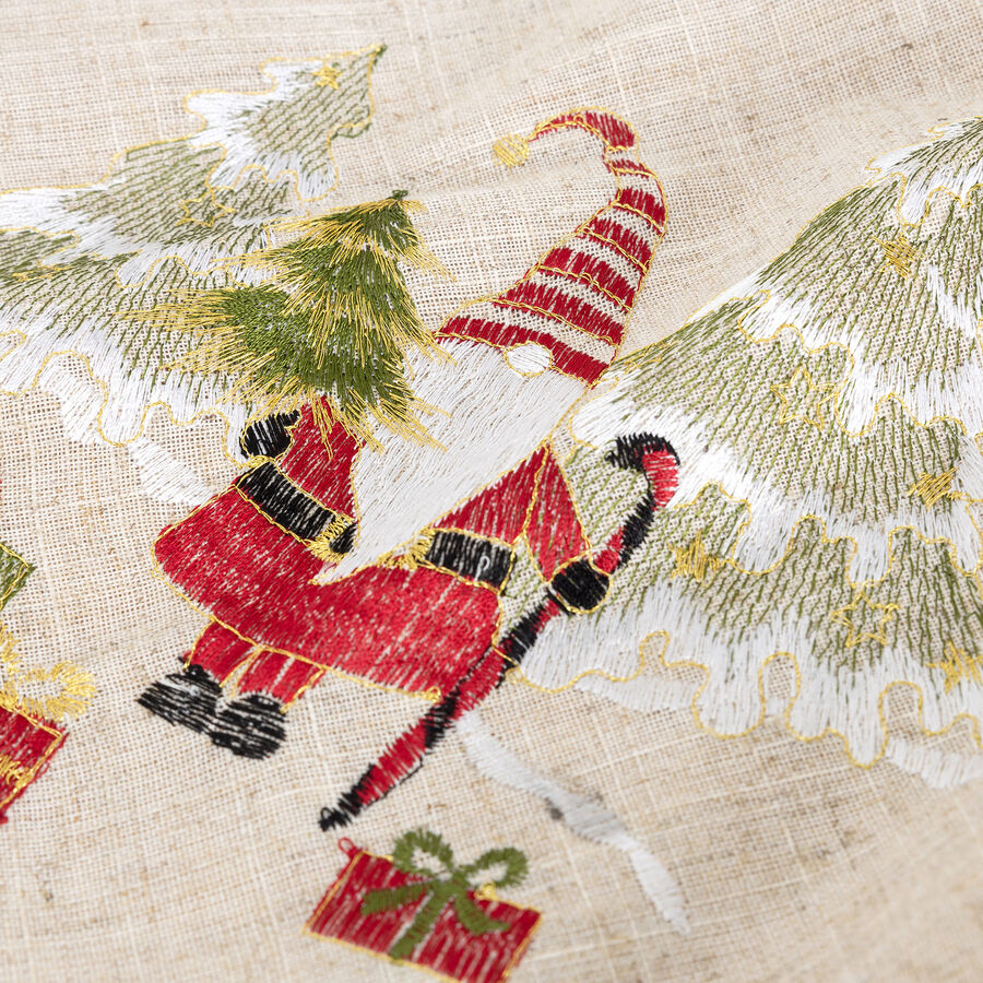 Camino de mesa bordado Gnomo con regalos 40x140cm