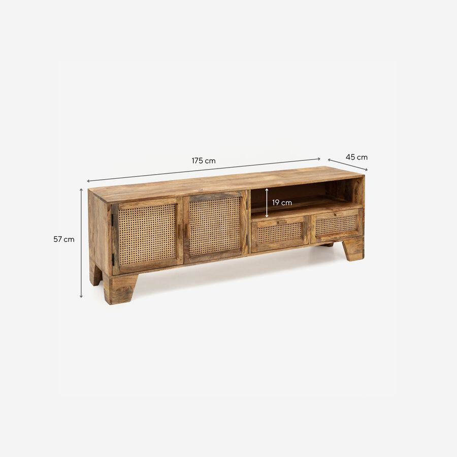 Mueble de TV de madera de mango Merlin 175x45x57cm Clau&Chloe