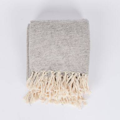 Plaid con flecos de algodón gris 130x170cm