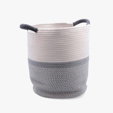 Cesta de algod&oacute;n gris y blanco Neva 33x40cm