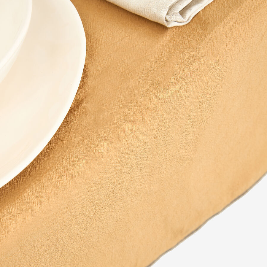 Mantel de algodón con flecos mostaza 140x250cm