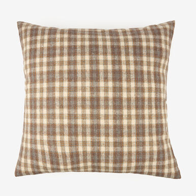 Funda de coj&iacute;n de algod&oacute;n cuadros gris 45x45cm