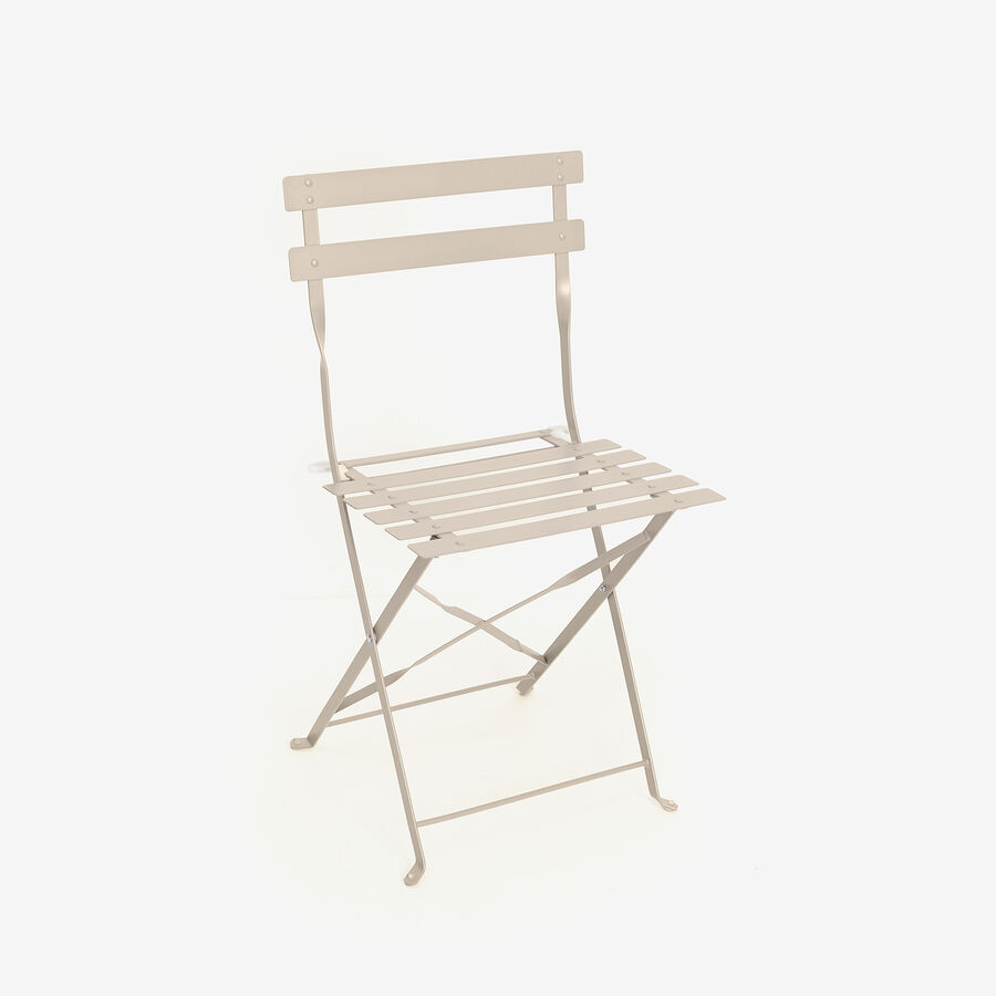 Set de jard&iacute;n de mesa y 2 sillas de acero gris claro Bistro