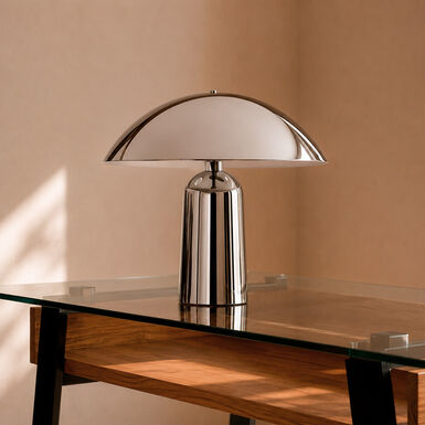 L&aacute;mpara de mesa de acero plateada Omira 34cm