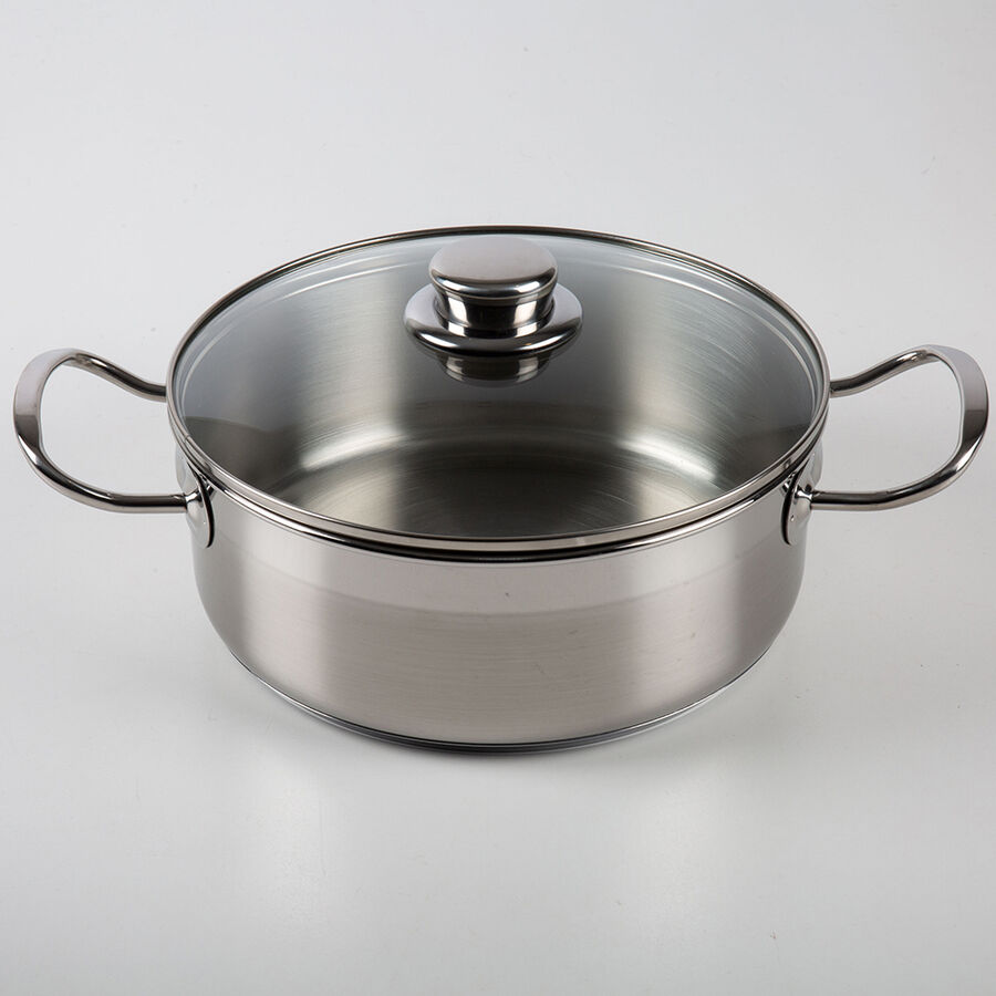 Cacerola de acero inoxidable con tapa de cristal apta para inducci&oacute;n Profesional &Oslash;22cm - BRA