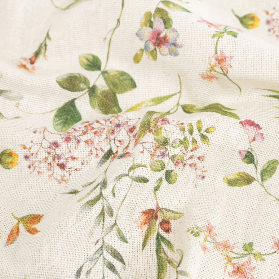 Mantel de algod&oacute;n reciclado con estampado de flores 135x200cm