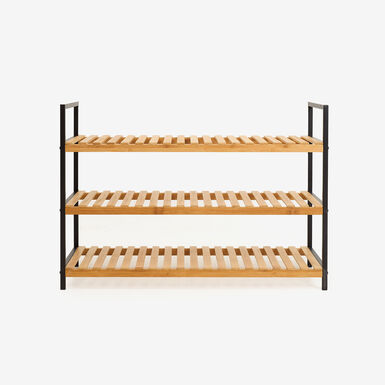 Zapatero de bamb&uacute; con 3 estantes Kabil 70x33x48cm