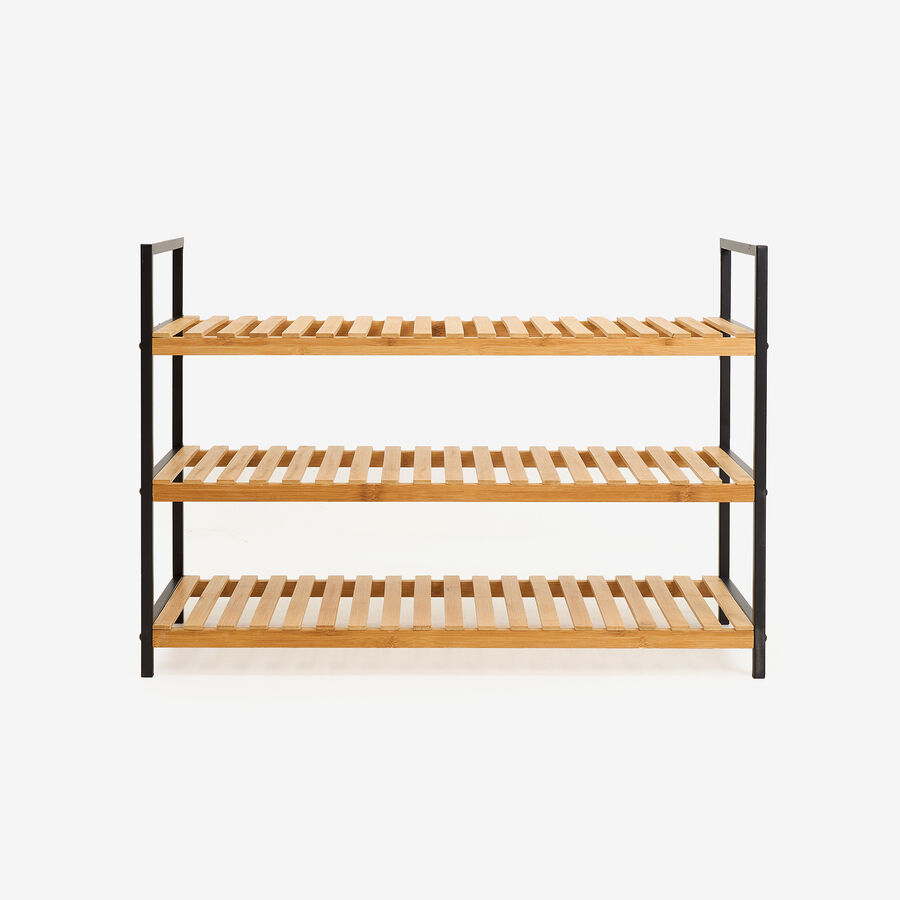 Zapatero de bamb&uacute; con 3 estantes Kabil 70x33x48cm