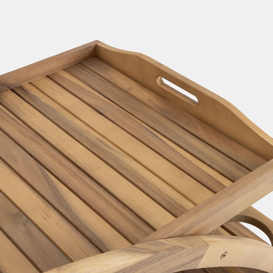 Camarera con ruedas de madera acacia Mykonos 105x56x78 cm