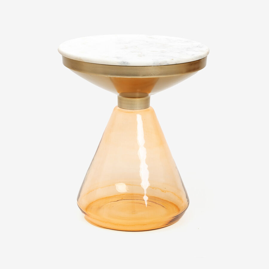 Mesa auxiliar de cristal y mármol Bora Ø41x49 Clau&Chloe