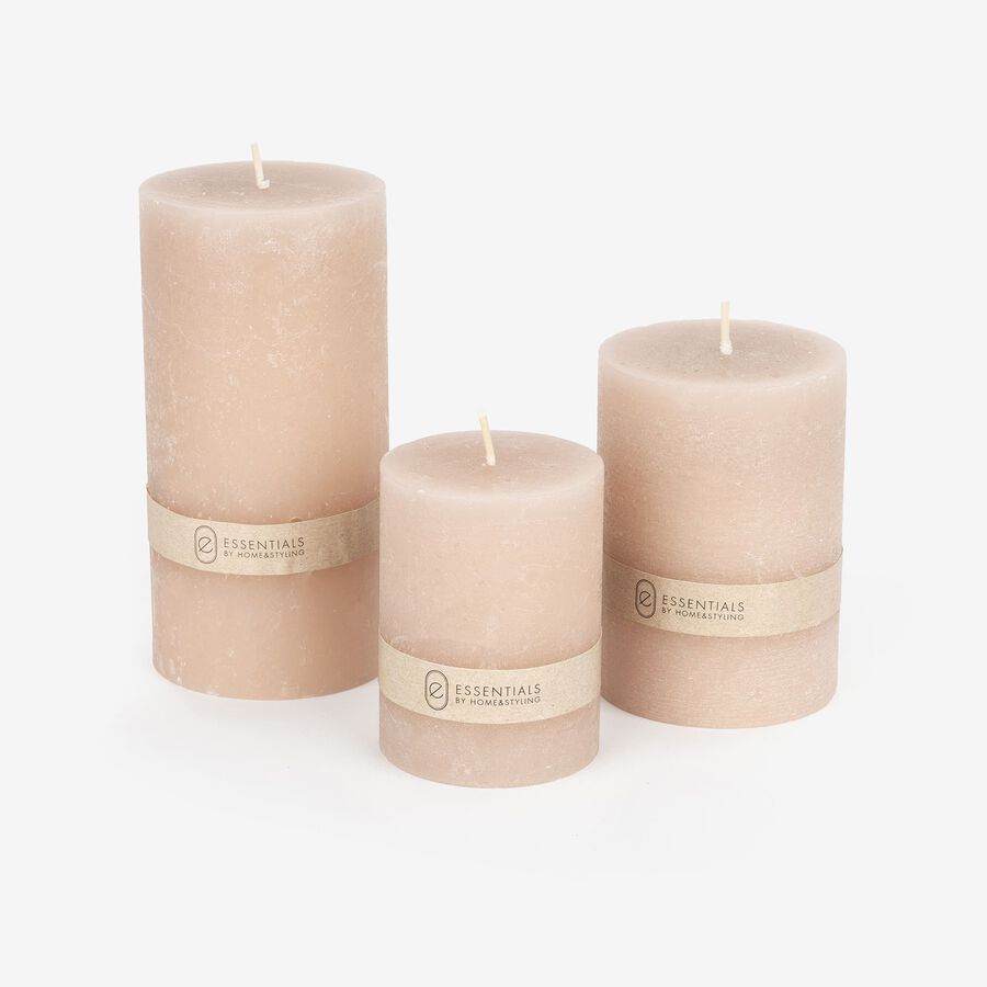 Vela decorativa cilindro rosa claro Kanea &Oslash;6x8cm