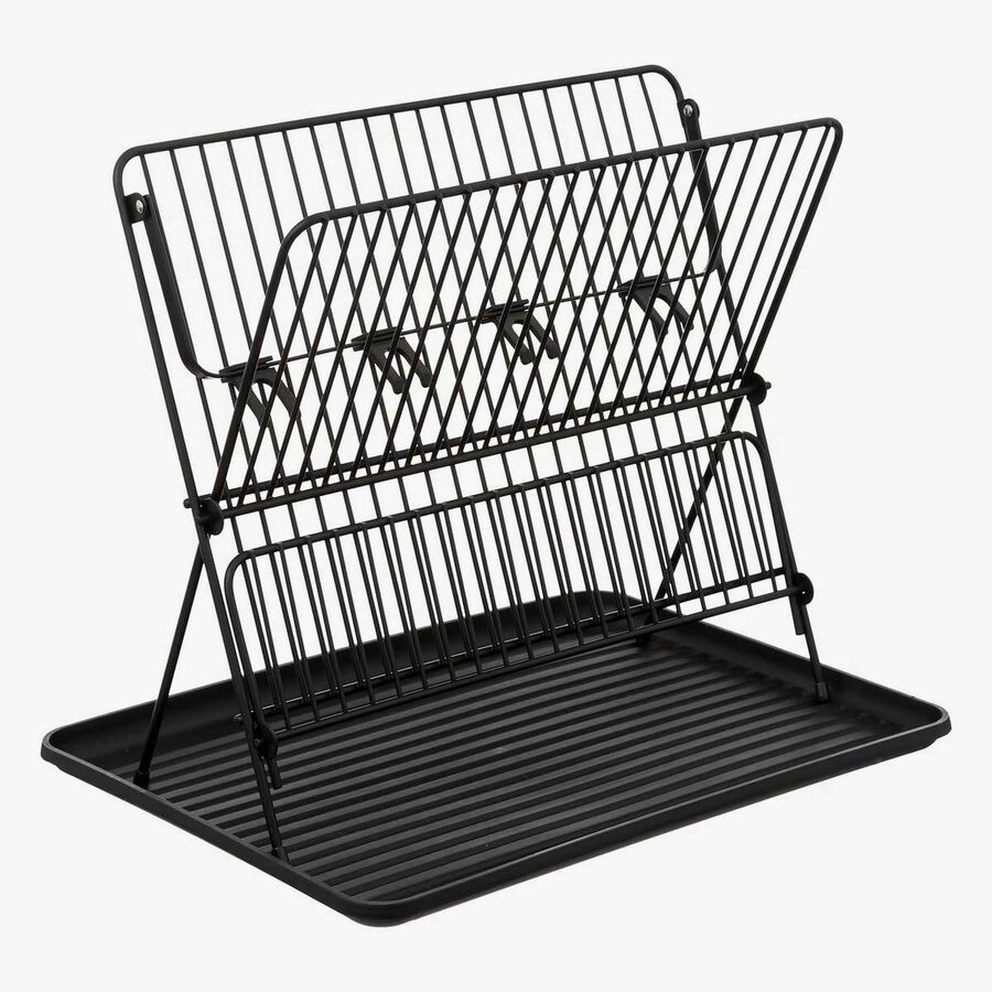 Escurreplatos plegable Foldix de metal negro 43,5x40,5cm