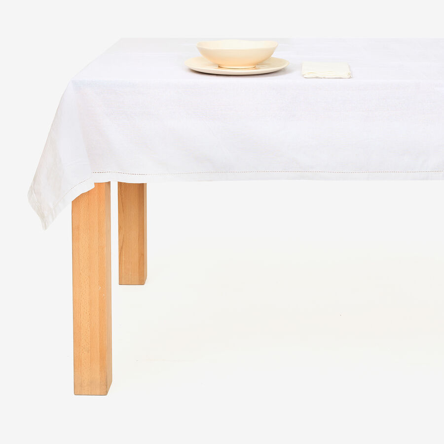 Mantel de algod&oacute;n blanco Chambray 240x140cm