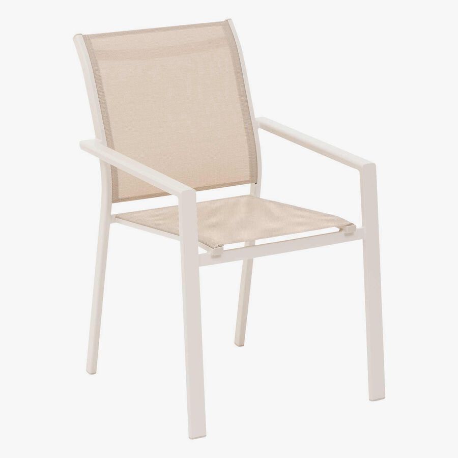 Silla de jard&iacute;n apilable de aluminio crema Essor 56x63x88cm