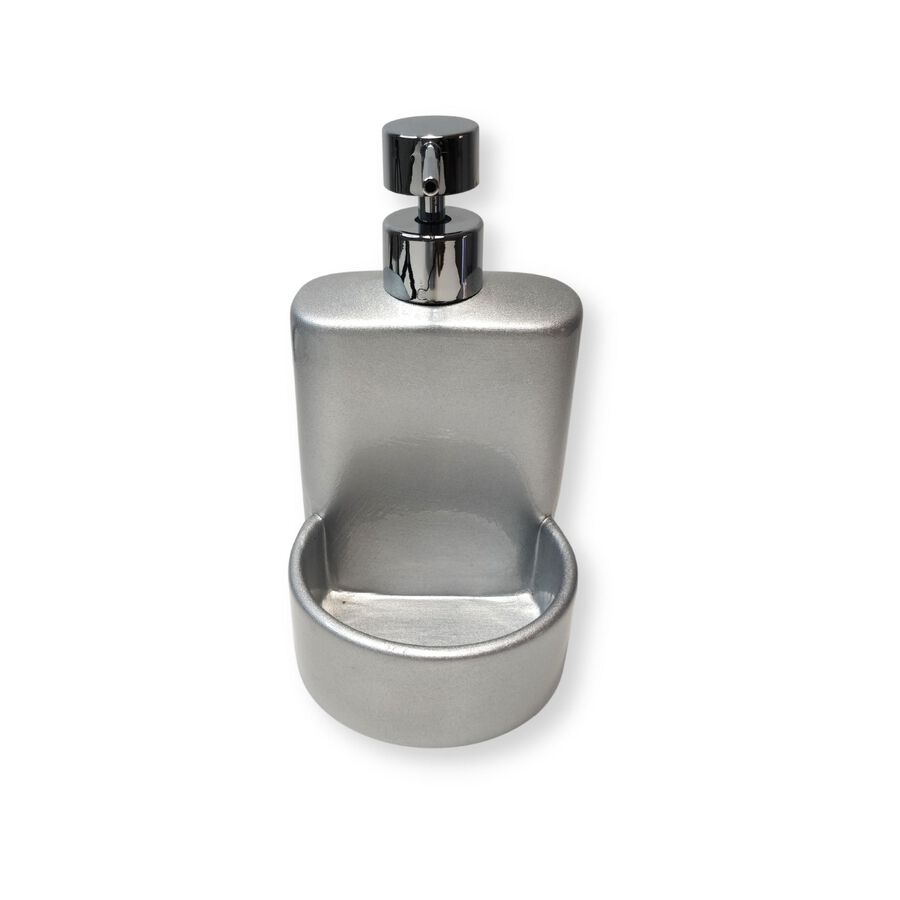 Dispensador de jabón de cocina de plástico gris 10x12x18cm