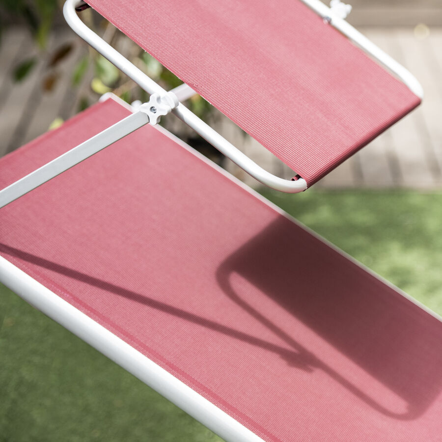 Tumbona con parasol burdeos Isiki 190x60x30cm