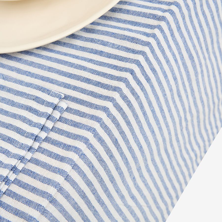 Mantel de algod&oacute;n azul Raya fina 150x150cm