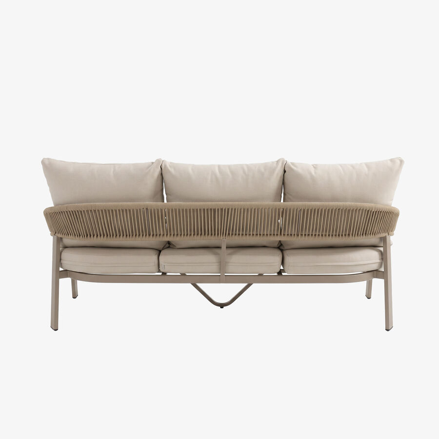 Set de jard&iacute;n de 4 piezas de aluminio y cuerda beige Portofino