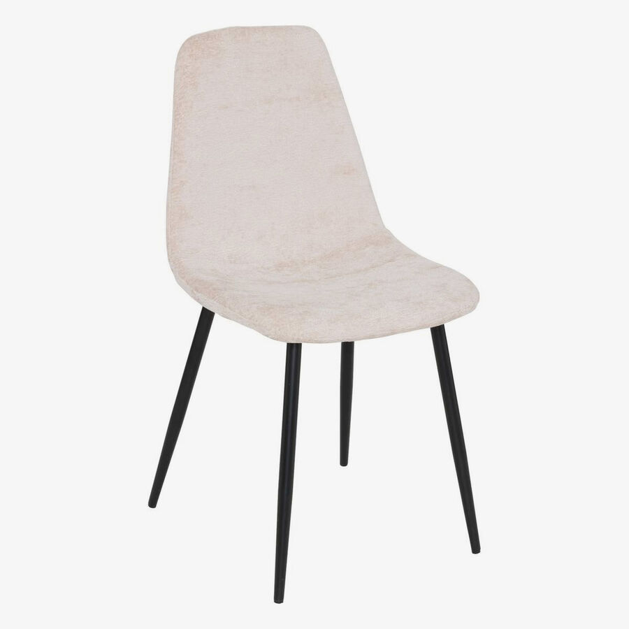 Silla de comedor beige de chenilla Tavel 