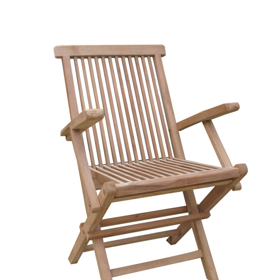 Silla de jardín plegable con reposabrazos de madera de teca Azores 57x43cm