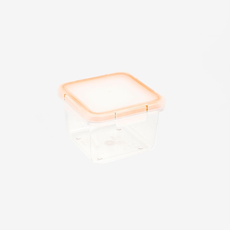 T&aacute;per de pl&aacute;stico cuadrado herm&eacute;tico Tritan 11x11x7cm - 40cl