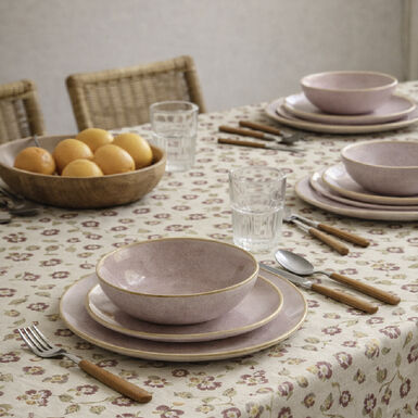Vajilla de 12 piezas de porcelana rosa Blush