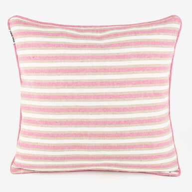 Funda de coj&iacute;n de algod&oacute;n rayas rosas y verdes Marita 45x45cm