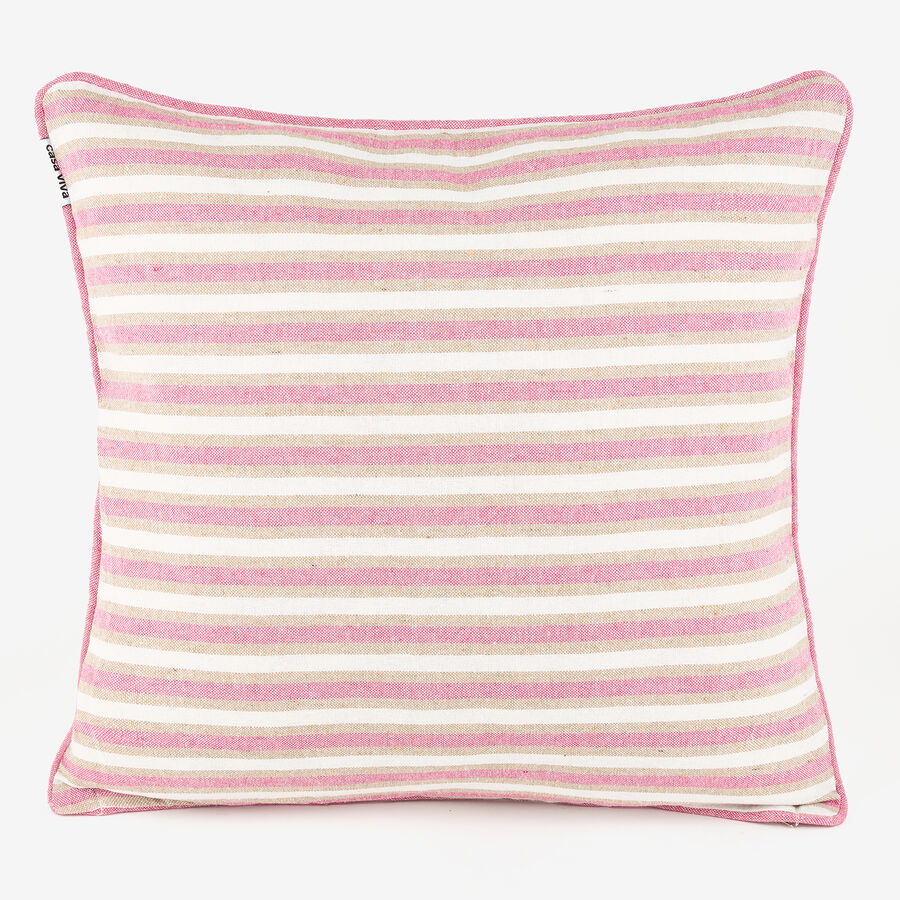 Funda de coj&iacute;n de algod&oacute;n rayas rosas y verdes Marita 45x45cm