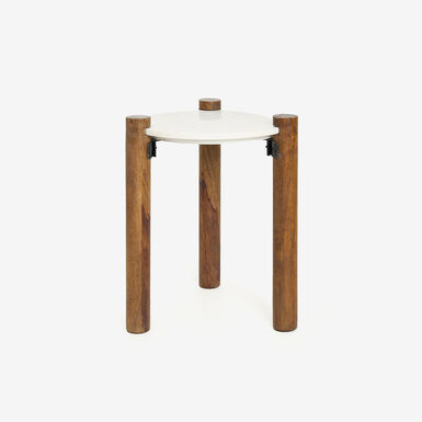 Mesa auxiliar de mármol y madera Houston Ø40x50cm Clau&Chloe