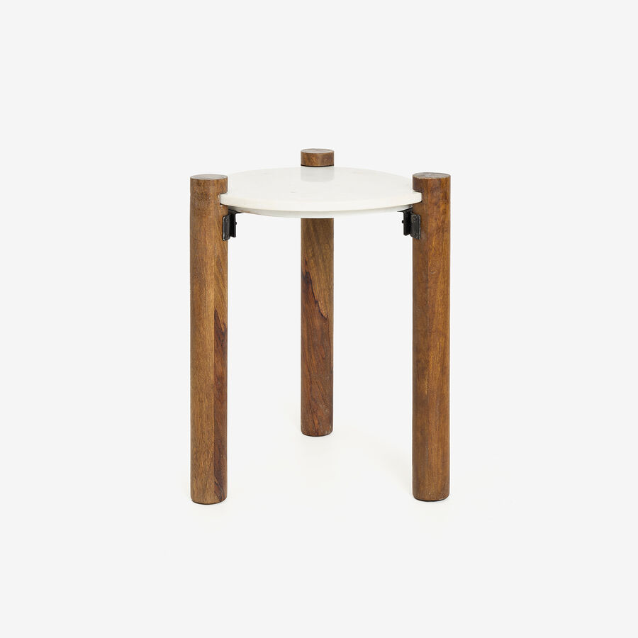 Mesa auxiliar de mármol y madera Houston Ø40x50cm Clau&Chloe