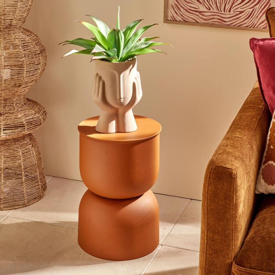 Mesa auxiliar totem ocre de metal Arden &Oslash;31cm