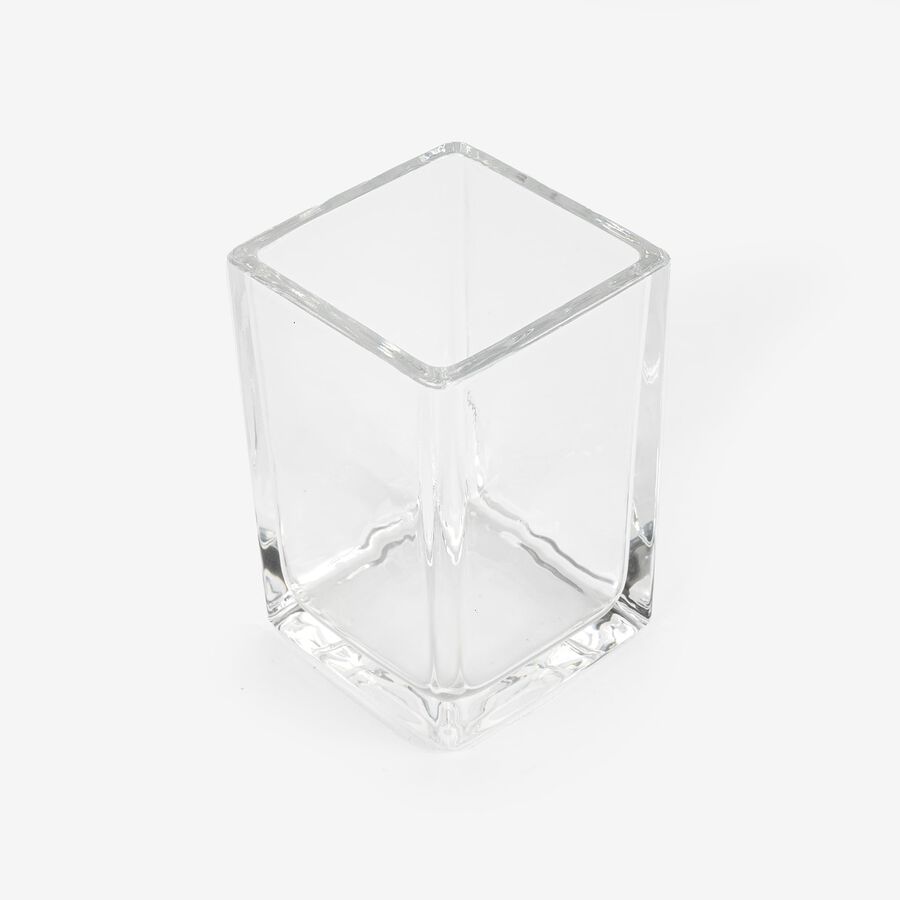 Vaso portacepillos de vidrio blanco Cube 10
