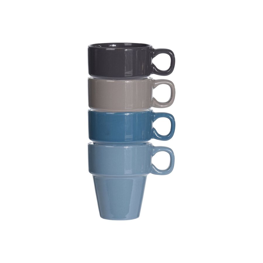 Set de 4 mugs de gres apilables 18cl