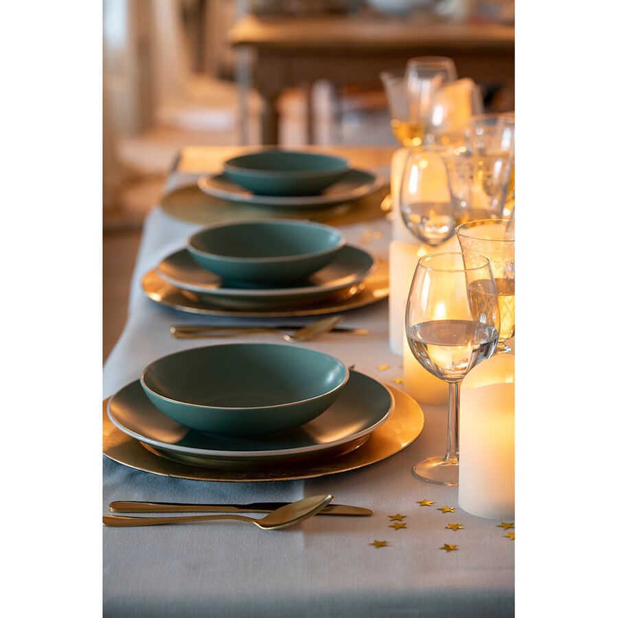 Plato llano de gres en varios colores