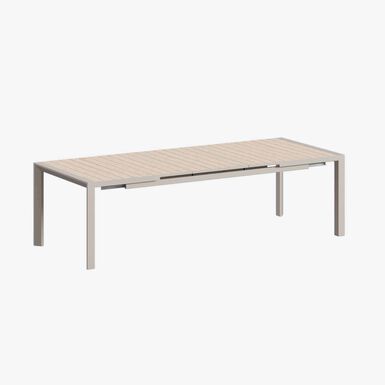 Mesa de comedor de jard&iacute;n extensible de aluminio crema Evora 214x110x77cm