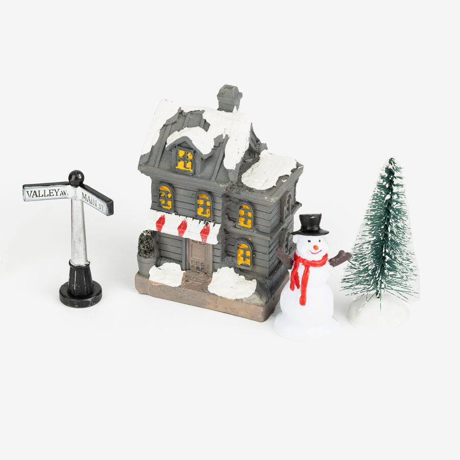 Figura decorativa LED de 10 piezas Pueblo nevado
