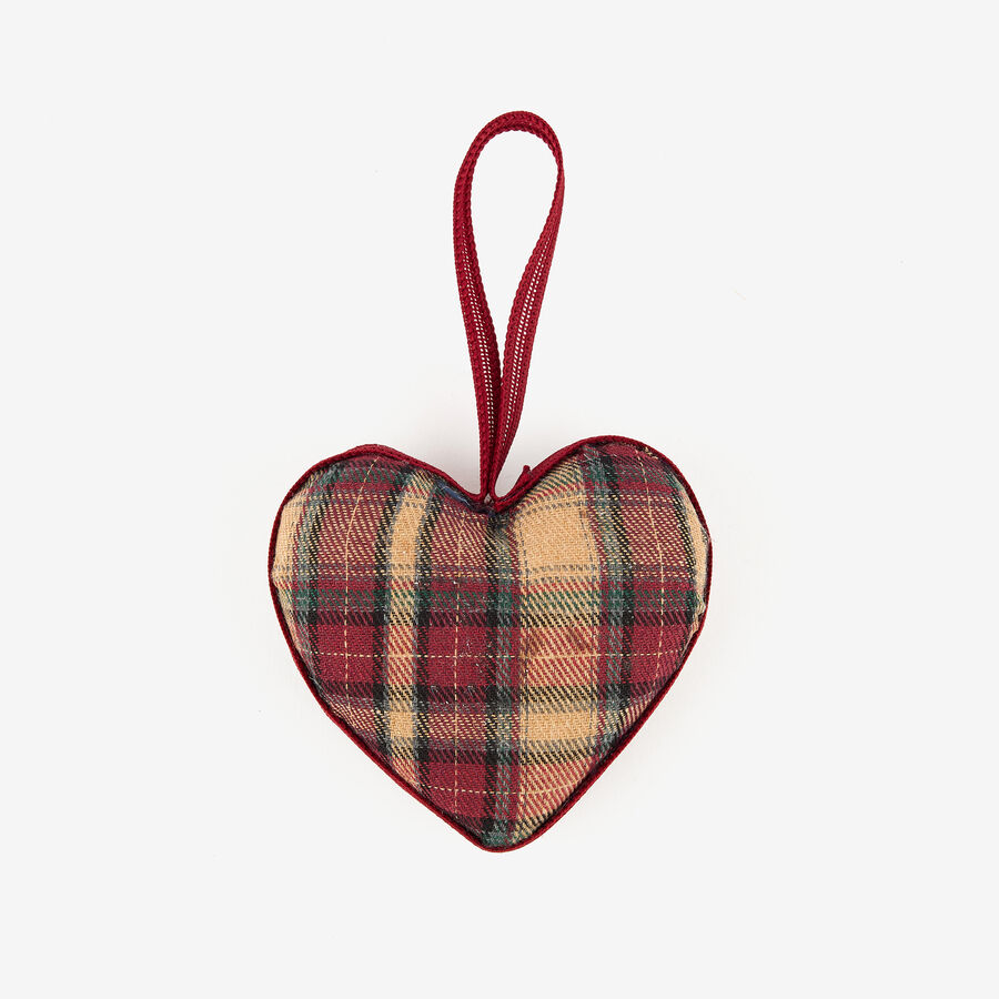 Adorno colgante Corazón de tartán 8cm