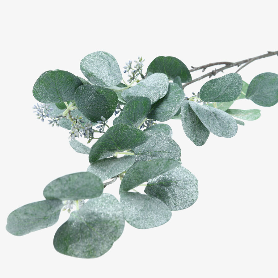 Rama decorativa de eucalipto verde con purpurina 116cm