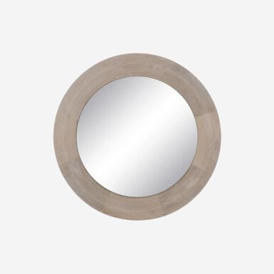 Espejo de pared redondo de madera de mango Ø91,5x3,8cm