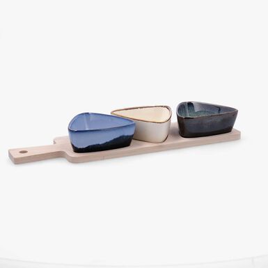 Tabla con 3 boles de colores de ceramica Moana