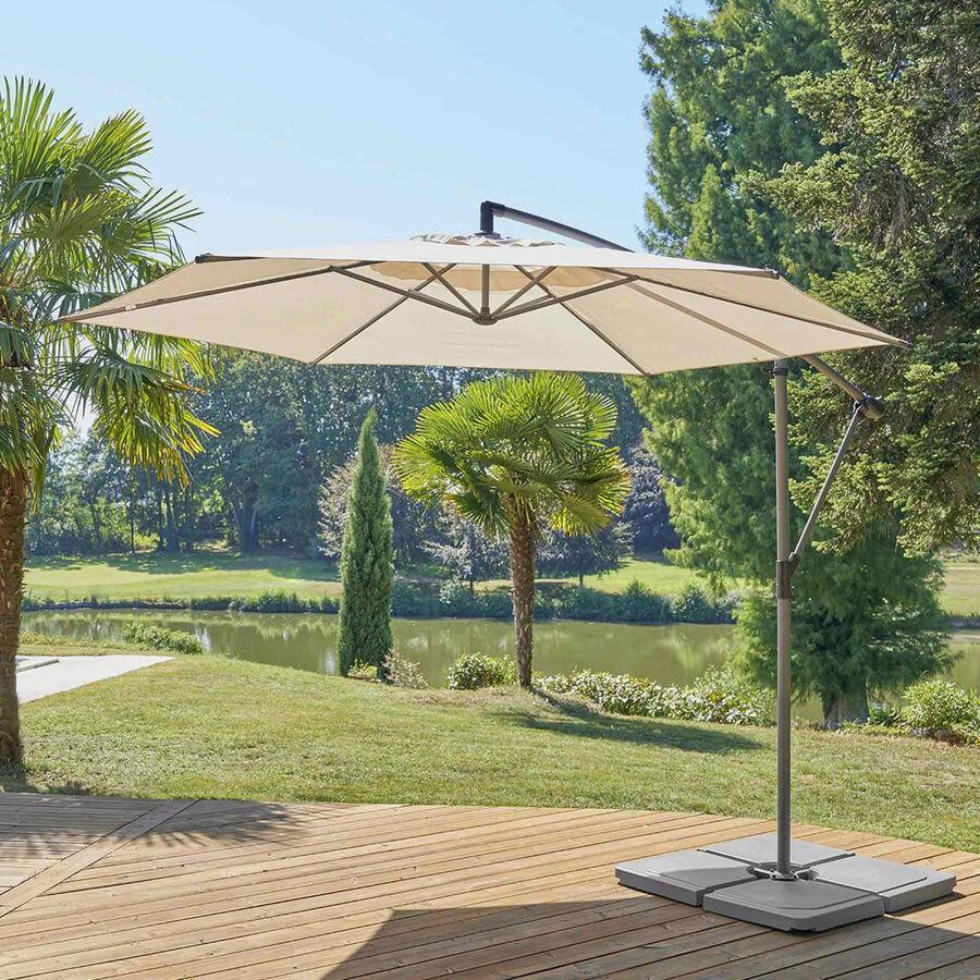 Parasol basculante de acero inoxidable beige Maui 300cm