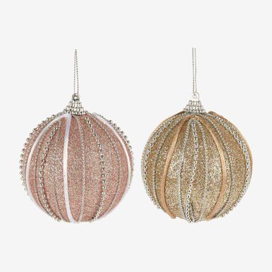 Set de 12 bolas decorativas purpurina nude Ø8cm