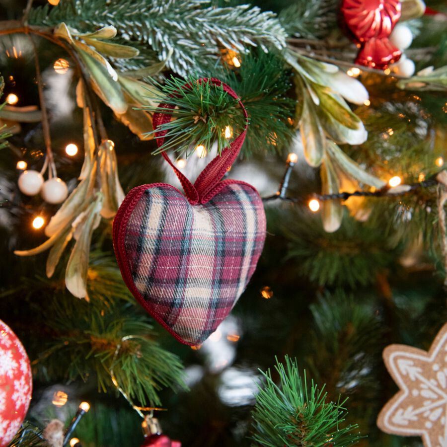 Adorno colgante Corazón de tartán 8cm