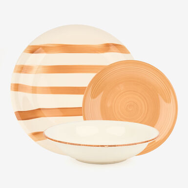 Vajilla de 18 piezas de cer&aacute;mica ocre Bargas