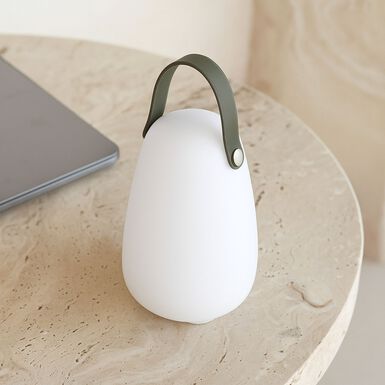 L&aacute;mpara de mesa inal&aacute;mbrica LED para exterior con asa Aila &Oslash;14x25cm