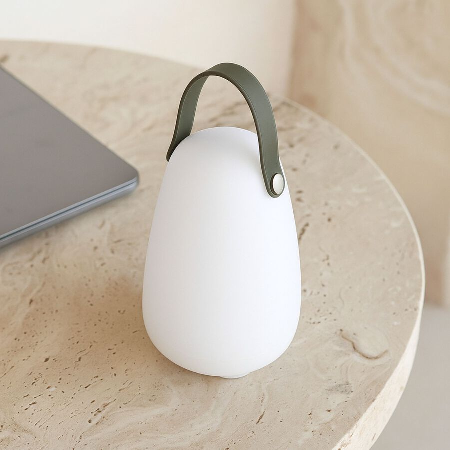 L&aacute;mpara de mesa inal&aacute;mbrica LED para exterior con asa Aila &Oslash;14x25cm